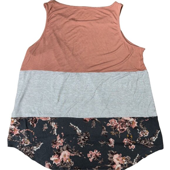 Maurices Floral & Striped Sleeveless Tank Top - Size L - Womens Casual Wear - Picture 3 of 3